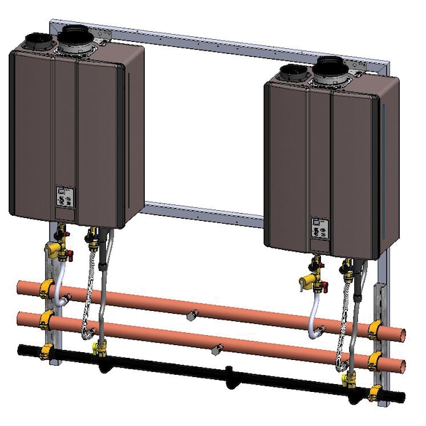 2-Unit Free Standing Inline Wall Mount Rack, (On 3-Unit Frame)